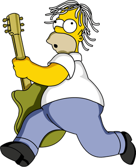 Homer Simpson hrá na gitare